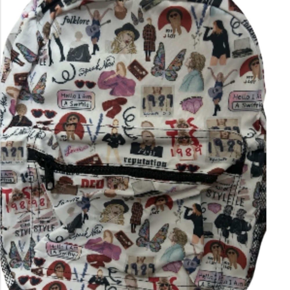 Taylor Swift Eras Collage Pattern Backpack. 